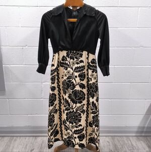 AS-IS VTG 60s 70s Floral Tapestry Hostess Maxi Gown - Glider Zip - M